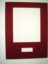 Photo Mat 12x16 Deep Red mat for 8x10 photo and cutout for signature custom ma - $11.95