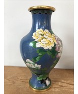Vtg Japanese Asian Cloisonne Enamel Brass Chrysanthemum Floral Urn Vase ... - £126.07 GBP