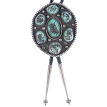 40&quot; c1960 c-31 Sterling and turquoise nugget cluster bolo tie - $475.20