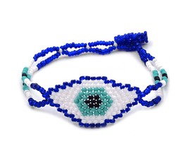 Mia Jewel Shop Evil Eye Nazar Czech Glass Seed Beaded Bracelet - Womens Fashion  - £12.50 GBP