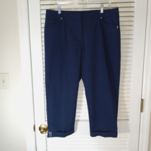 Style &amp; Co Blue Capri Pants Size 14 Tummy Control Cuffed Hem Embellished... - $14.95