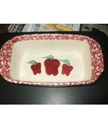 Neher Pottery 1997 Apple Theme Loaf Baking Dish with Recipe on the Bottom - £23.75 GBP