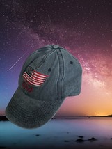 Washed Cotton Baseball Cap With American Flag Patch - £7.97 GBP