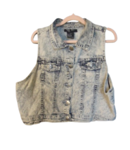 Nicole Premium Jean Denim Vest Plus Size 3X Stone Washed Distressed Ligh... - £13.43 GBP