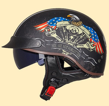 DOT Black Half Open Face Helmet Chopper Biker Cruiser &amp; Scooter Motorcycle Eagle - £61.35 GBP