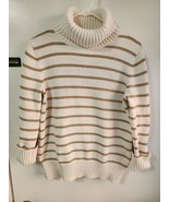 Jones New York Womens Turtleneck Sweater Medium Tan Gold Glitz Pullover ... - $18.00