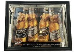 Vintage Miller MGD Bottles Genuine Draft Beer Man Cave BAR Mirror 35.5x2... - $168.30