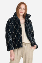 Johnny Was Zaelia Embroidered Velvet Puffer Jacket M Blue NWT - £239.79 GBP