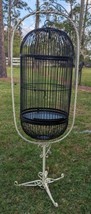Vintage Bird Cage with Stand Ornate Twisted Iron Pull Out Tray - Local Pick up - £279.77 GBP