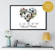 Personalized Anniversary Gift for Wife &amp; Husband Heart Photo Collage Wall Art 2 - £20.07 GBP+