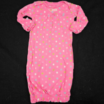 Baby Infant Girl Clothes Vintage Carters &quot;Adorable&quot; Polka Dot Pink Gown 0-3 - $19.79