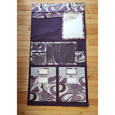 Thirty-One Wall Door Hanging Organizer Purple Multicolor Pockets Paisley - $39.55