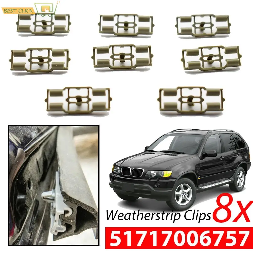 8Pcs Gray Weatherstrips Clips For BMW X5 E53 Door Seal Clip Front Rear - £10.61 GBP