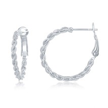 Sterling Silver 25mm Rope Design Hoop Earrings - $52.25