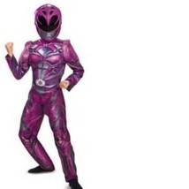 Girls Purple Power Rangers Muscle Jumpsuit &amp; Mask Halloween Costume-size 7/8 - £20.63 GBP