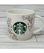 Starbucks Winter Collection Coffee Mug 14 oz White Gold Swirls Logo Siren - £11.72 GBP