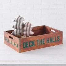 Deck The Halls Holiday Wood Crate Organizer - Christmas Decor - £50.82 GBP