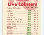 1979 Hines &amp; Smart Live Lobsters Prices Postcard East Boston Massachusetts - £27.26 GBP