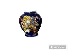Vintage Japanese Porcelain Home Decor Cobalt Blue Vase - £22.06 GBP