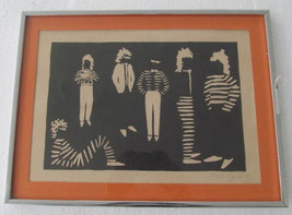 Vintage 1980&#39;s Karen Coyne, Paper Cutting Silhouettes  Art Double Matted Collect - £117.53 GBP