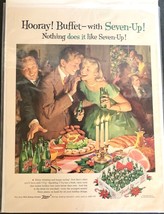 1957 Vintage 7-Up Pop Soda Print Ad Hooray! Buffet w/7-Up Art Poster For Framing - £6.72 GBP