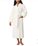 Room Service Womens Robe Ivory Pockets Cable Textured Jacquard Belted Loops - $822.51 MXN