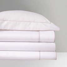 Yves Delorme Flandre White King Pillowcases Lavender Stripe Nuage Piping NEW - £51.15 GBP
