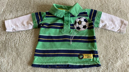 Just One Year Boys Green Navy Blue Striped Soccer Long Sleeve Shirt 3 Mo... - $6.03 CAD