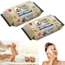 160 Ct Oatmeal Moisturizing Wipes Aloe Baby Cloths Body Face Makeup Remove Odor - £21.57 GBP