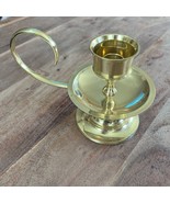Vintage Brass Single Candlestick Holder w Handle Made In INDIA 5.2” Tall - $14.00