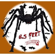 Halloween Spider Outdoor Decorations, 8.5Ft Giant Hairy Black Spider, Scary Fake - £32.23 GBP