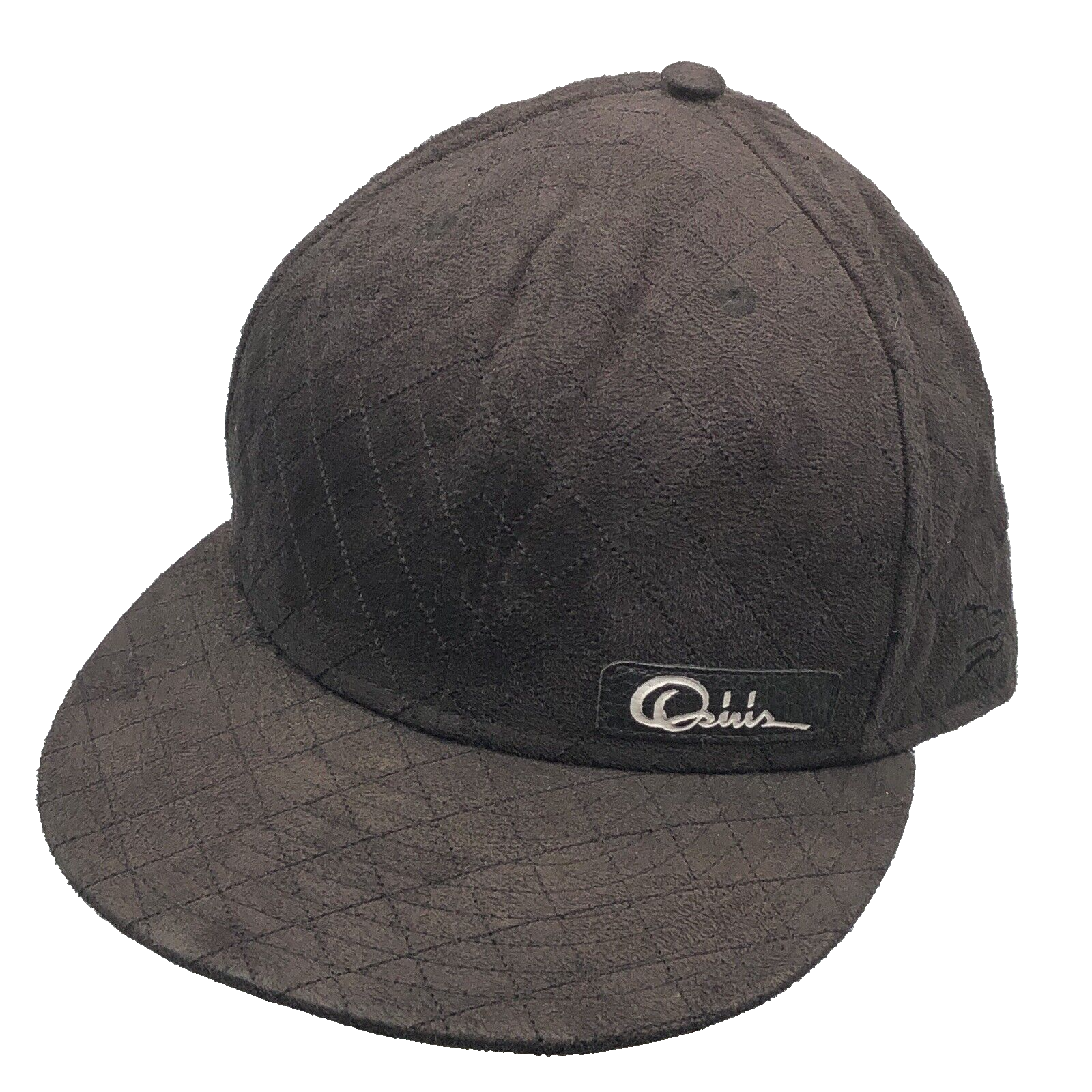 Vintage New Era OSIRIS Black Faux Suede Diamond Pattern Fitted Hat Size ... - $39.59