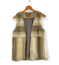 Faux Fur Beige Sz Medium Lining Pattern Vest Open Women&#39;s Mystree - £18.99 GBP