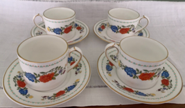 Aynsley &quot;FAMILLE ROSE&quot; England ~ Set of 4~ Cups &amp; Saucers ~ 2 1/4&quot; Tall - $25.00