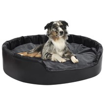 Dog Bed Black and Dark Grey 99x89x21 cm Plush and Faux Leather - £45.06 GBP
