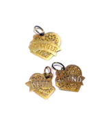 Vintage 14k Yellow Gold Best Friend Daughter Charms Flat Solid Gold Hear... - £135.45 GBP