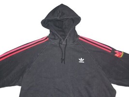 Adidas Originals Black Red Men&#39;s 3D Trefoil 3-Stripe Sweat Hoodie Mens L... - £41.75 GBP