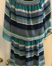 Allen B. Dress with Elastic Waist striped Size 6 Short Sleeves Blue gray - £15.45 GBP