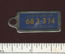 Vintage 1960 Illinois license plate keyring tag Metal Rim from Disabled Am Vets - £5.49 GBP