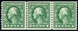 443, Mint VF NH 1¢ Scarce Coil Line Strip of 3 Stamps - Stuart Katz - £235.68 GBP