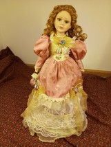 Granville House Collection Porcelain Doll - Curly Brown Hair And Blue Eyes.  19&quot; - £15.88 GBP