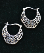 Hoop earrings, silver hoop earrings, hollow silver earrings (E927) - £7.18 GBP