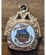 Ancient Order of United Workmen AOUW Anchor Masonic Pendant Locket Enamel - $55.46