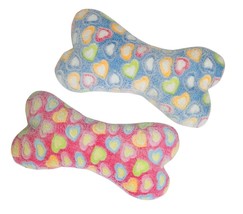 Dog Toys Sweetheart Plush Snuggle Bones Heart Shaped Pattern Squeakers 7.5&quot;  - £7.87 GBP+