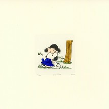 Lucy + Snoopy Peanuts Sowa &amp; Reiser #D/500 Hand Painted Etching Love Your Hugs - £50.92 GBP