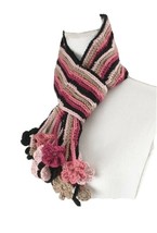 Scarf Flower Lariat Handmade Colorful Crochet Knit Fall - $28.71