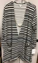 NWT LuLaRoe XL Cream &amp; Black White Striped Caroline Cardigan Sweater - £32.88 GBP