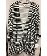 NWT LuLaRoe XL Cream &amp; Black White Striped Caroline Cardigan Sweater - $37.99