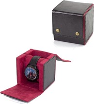 Watch Case for Men,Leather Watch Roll Travel Case,Luxuriou Velvet Interior Black - £18.66 GBP
