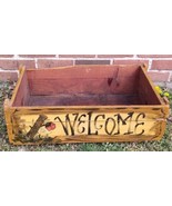 28&quot; Hand Painted Folk Art Wooden Crate Farmhouse Storage Box Welcome Mai... - $1,402.85 MXN